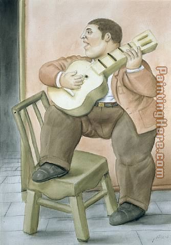 Man Playing Guitar painting - Fernando Botero Man Playing Guitar art painting